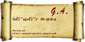 Gáspár Aranka névjegykártya