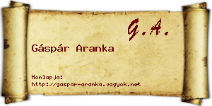 Gáspár Aranka névjegykártya